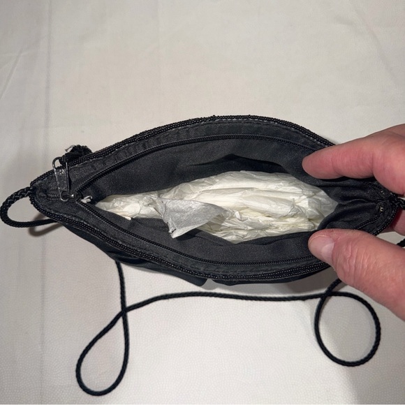 Black Beaded Evening Bag With Sparkly Trim Small / Great For A Evening Out. - Picture 4 of 10